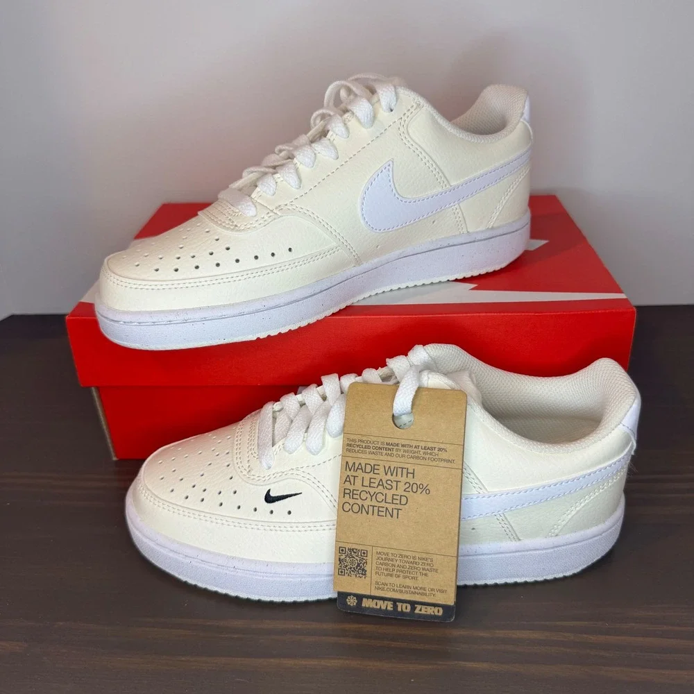 Nike Court Vision Low NN Next Nature Pale Ivory White Sneakers Womens 6.5 NEW